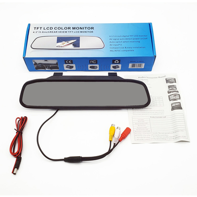 Màn hình gương chiếu hậu tự động 4,3 inch Hỗ trợ đảo chiều LCD 2 Đầu vào AV