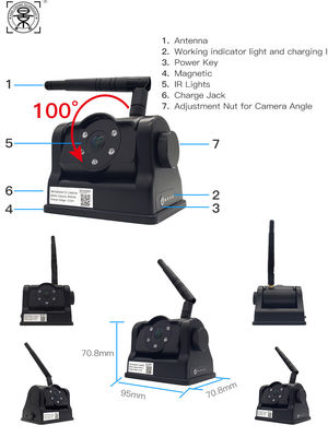 Máy ảnh sao lưu từ tính không dây với pin, Wi-Fi di động nhìn phía sau cho xe tải, xe tải và xe hơi, tương thích với IOS / Android