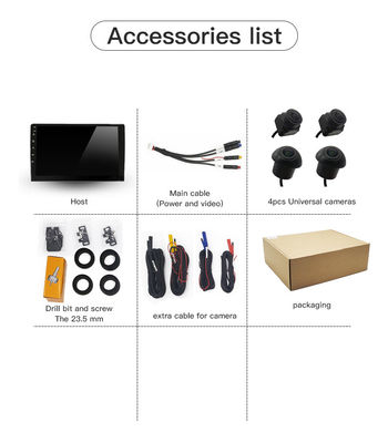 Hệ thống xem xung quanh xe hoàn chỉnh với đơn vị chính và camera AHD 1080P để điều khiển an toàn hơn