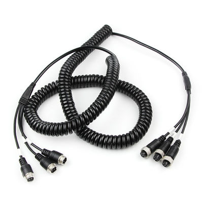 Nhà sản xuất 4Pin Splitter cuộn AV Cable Nylon Trailer Spring Wire Copper Aviation Plug Adapter cho các ứng dụng điện