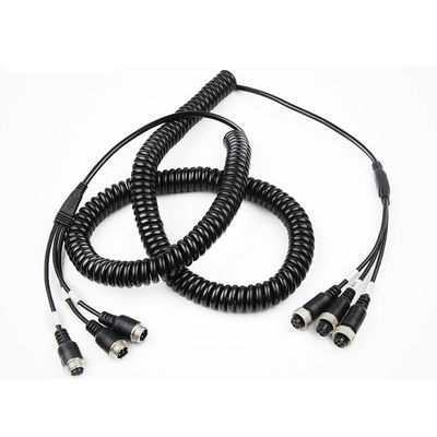 Cáp có thể thu vào rơ-moóc Ổ cắm hàng không 4 chân Dây cuộn vỏ bọc TPU chịu lực cao 8M cho hệ thống giám sát sơ mi rơ moóc