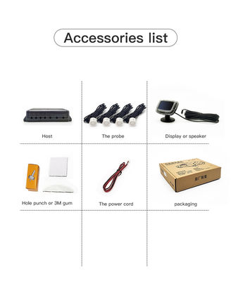 Hệ thống cảm biến đậu xe 16mm 4 Probe toàn cầu màn hình hiển thị khoảng cách LCD Radar dự phòng ngược xe hơi