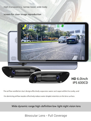 Kính chiếu hậu điện tử hai ống kính 1080P 6 inch Hiển thị sáng cao Cơ thể nhôm siêu mỏng Không thấm nước Chiếc xe Chiếc máy ảnh gương chiếu hậu cho xe hơi