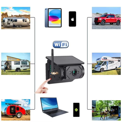 Chiếc xe không dây chạy bằng năng lượng mặt trời Wi-Fi Camera 100m Transmission Rear View Camera cho xe buýt Xe tải RV Camper Truck Tất cả các mô hình xe