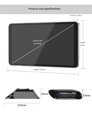 6.0 Inch IPS 600CD Độ sáng Hệ thống Gương Điện tử CMS với Độ phân giải AHD 1080P Chống nước IP67 và Góc rộng 140° cho Xe tải hạng nặng